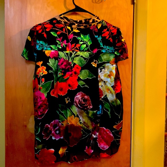 Alice + Olivia by Stacey Bendet bright lively colorful floral silk sheer blouse - Picture 5 of 7